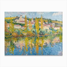 Lakeside Village Rhapsody Painting Inspired By Paul Cezanne Canvas Print