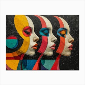 Abstract Woman Faces In Geometric Harmony 11 Canvas Print