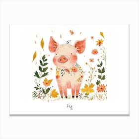 Little Floral Pig 3 Poster Canvas Print