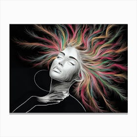 Woman With Colorful Hair 2 Canvas Print