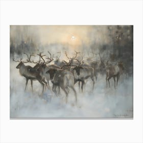 Reindeer In The Snow Canvas Print