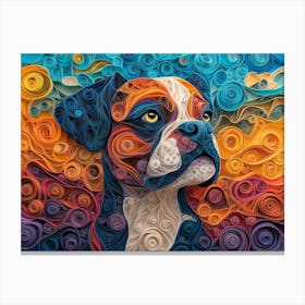 Boxer Paper Quill Dog Portrait Canvas Print