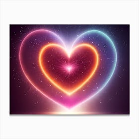 A Colorful Glowing Heart On A Dark Background Horizontal Composition 67 Canvas Print
