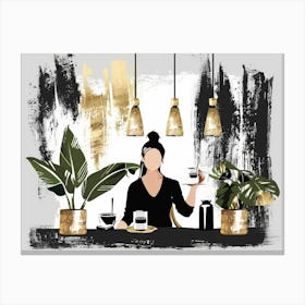 Woman At The Coffee Shop Canvas Print