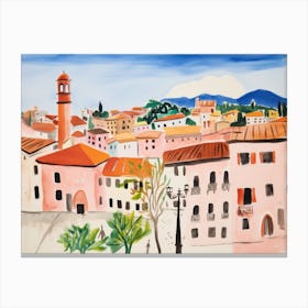 Vicenza Italy Cute Watercolour Illustration 4 Canvas Print
