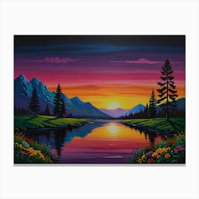 Sunset By The Lake 1 Canvas Print