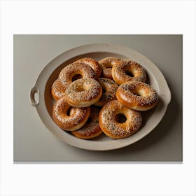 Bagels On A Plate 1 Canvas Print