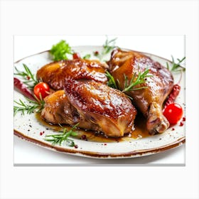 Roasted Chicken On A Plate Canvas Print