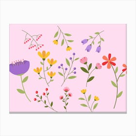 Flowers Clipart Canvas Print