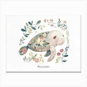 Little Floral Manatee 2 Poster Canvas Print