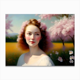 Lady With Flowers In Hair 4 Canvas Print