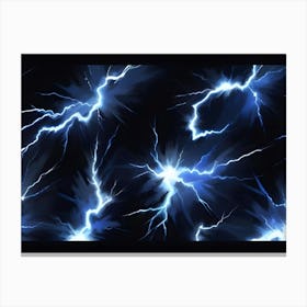 Abstract Blue Lightning Bolts On A Black Background Canvas Print