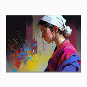 Chinese Girl Painting Canvas Print