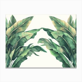 Tropical Seamless Border with Beautiful Palm, Banana Leaves 1 Canvas Print