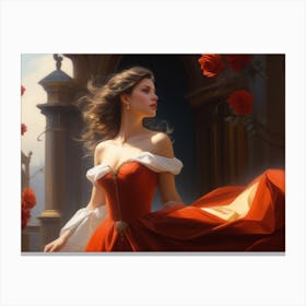 Woman In Red Dress 5 Canvas Print