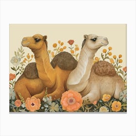 Floral Animal Illustration Camel 4 Canvas Print