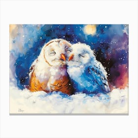 Snowy-Owls in the Polar Nights Canvas Print