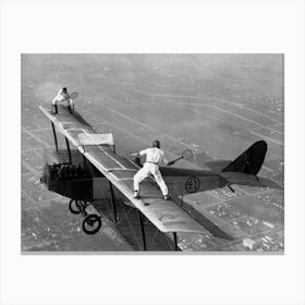 Tennis On An Airplane Vintage Black and White Photo Canvas Print