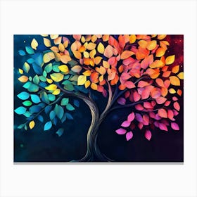 Elegant Colorful Tree With Vibrant Leaves Hanging Branches 17 Canvas Print