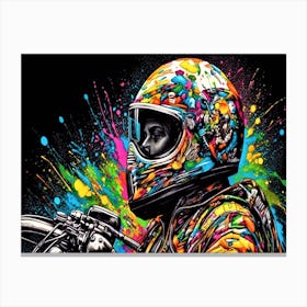 Color Splash Biker - Motorcycle Rider Canvas Print