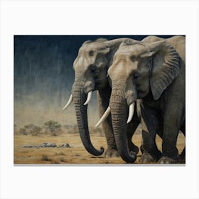 Elephants In The Rain 1 Canvas Print