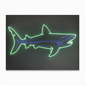 Green Scalloped Hammerhead Neon Shark 4 Canvas Print