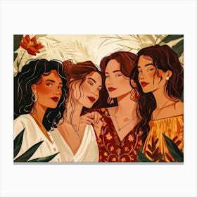 Four Girls In The Jungle Canvas Print