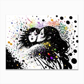 Two Girls Kissing Canvas Print