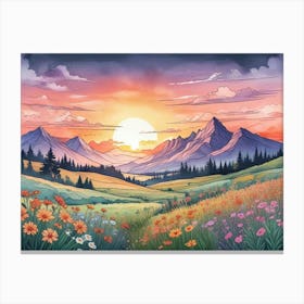 Sunset In The Mountains 3 Canvas Print