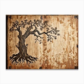 Antique Oak Tree Knot Translated Into Decorative Vintage Grunge Pattern Textures Reminiscent Of Age (1) Canvas Print