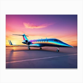 Private Jet At Sunset Canvas Print