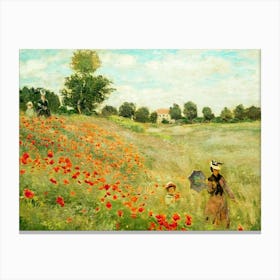 Poppy Fields by Claude Monet ~ HD Remastered Clean Bright Image | High Resolution "Field of Red Poppies" 1873 | Musee d'orsay, France Canvas Print