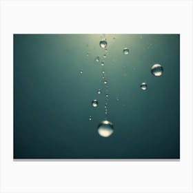 Close Up Of Water Droplets Falling And Splashing Against A Deep Teal Background, Creating A Refreshing And Dynamic Scene Canvas Print