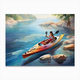 Kayaking On The River Canvas Print