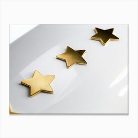 Five Point Scale Of Shiny Gold Star Ratings Glowing Against A Minimalist White Background Reflected Toile