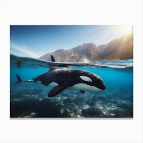 Realistic Photography Of Orca Whale Coming Up For Air 3 Canvas Print