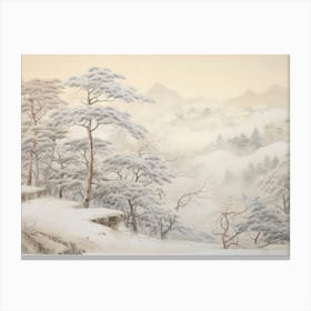 Muted Winter Landscape Drawing Canvas Print