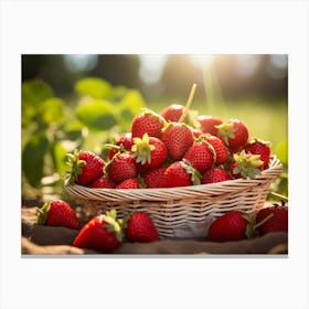 Strawberries In A Basket Canvas Print