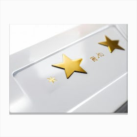 Five Point Scale Of Shiny Gold Star Ratings Glowing Against A Minimalist White Background Reflected (6) Toile