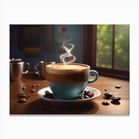 Coffee Cup With Steam Canvas Print