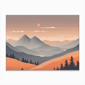 Misty mountains horizontal background in orange tone 16 Canvas Print