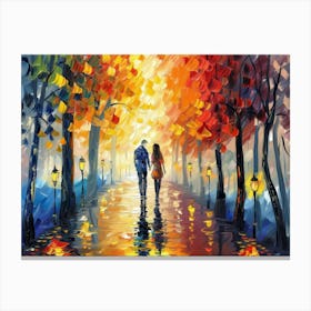 Couple Walking In The Park 1 Canvas Print