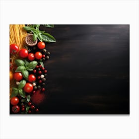 Italian Food On Black Background Canvas Print