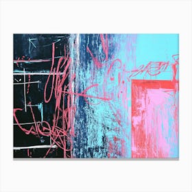 Abstract Painting Pink, Blue and Black 1 Canvas Print