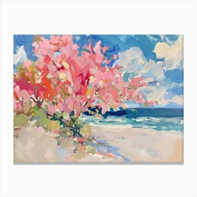 Pink Tree On The Beach Canvas Print