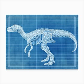 Dilophosaurus Skeleton Hand Drawn Blueprint 3 Canvas Print