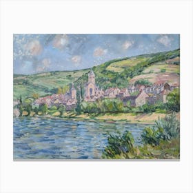 Tranquil Waterside Abode Painting Inspired By Paul Cezanne Canvas Print