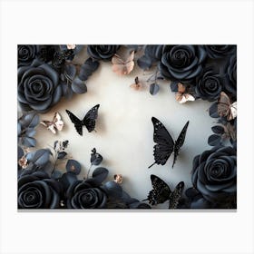 Black Roses And Butterflies 1 Toile