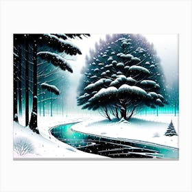 Winter Landscape Painting Canvas Print