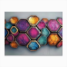 Colorful And Textured Hexagons And Diamonds Enhance 1 Canvas Print